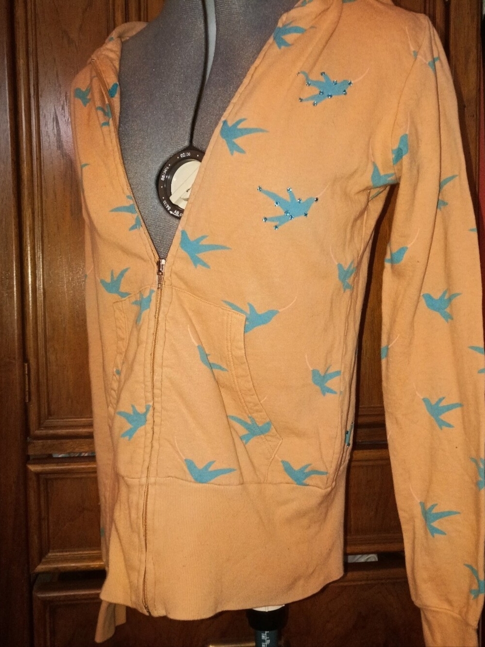 RARE PRIMP Y2K Rhine Stone Hoodie With Swallows